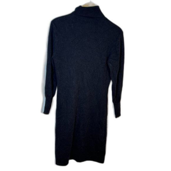 Neiman Marcus Women's Black 100% Cashmere Turtleneck LS Midi Dress Size XL - Picture 8 of 13